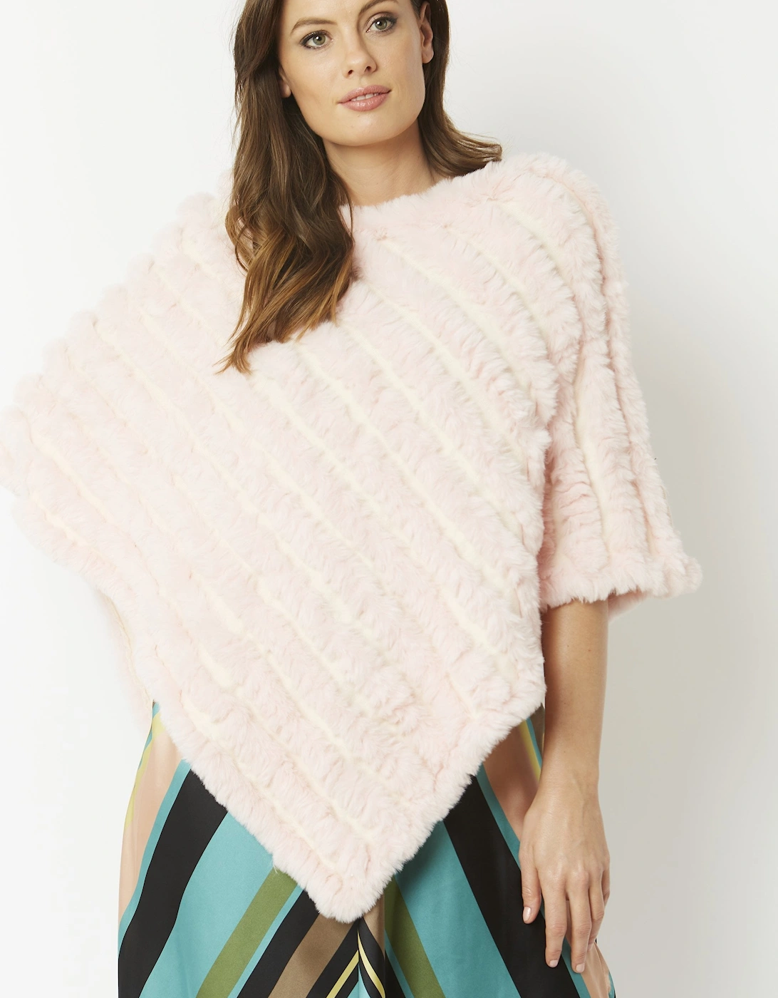 Pink Faux Fur Poncho