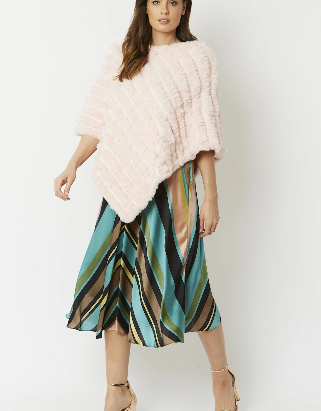 Pink Faux Fur Poncho