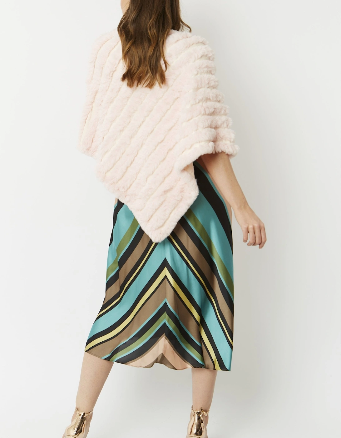 Pink Faux Fur Poncho