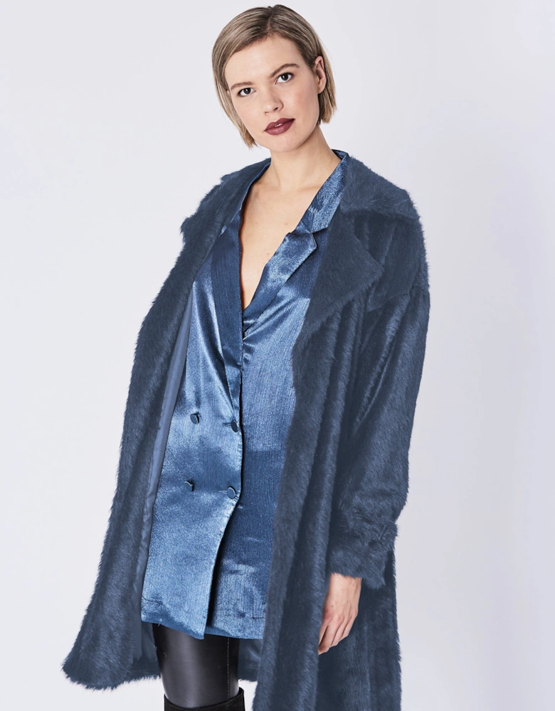 Blue Faux Fur Coat