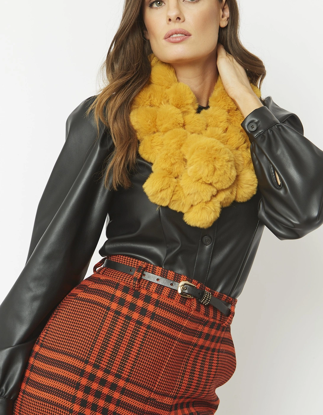 Yellow Faux Fur Pat Scarf