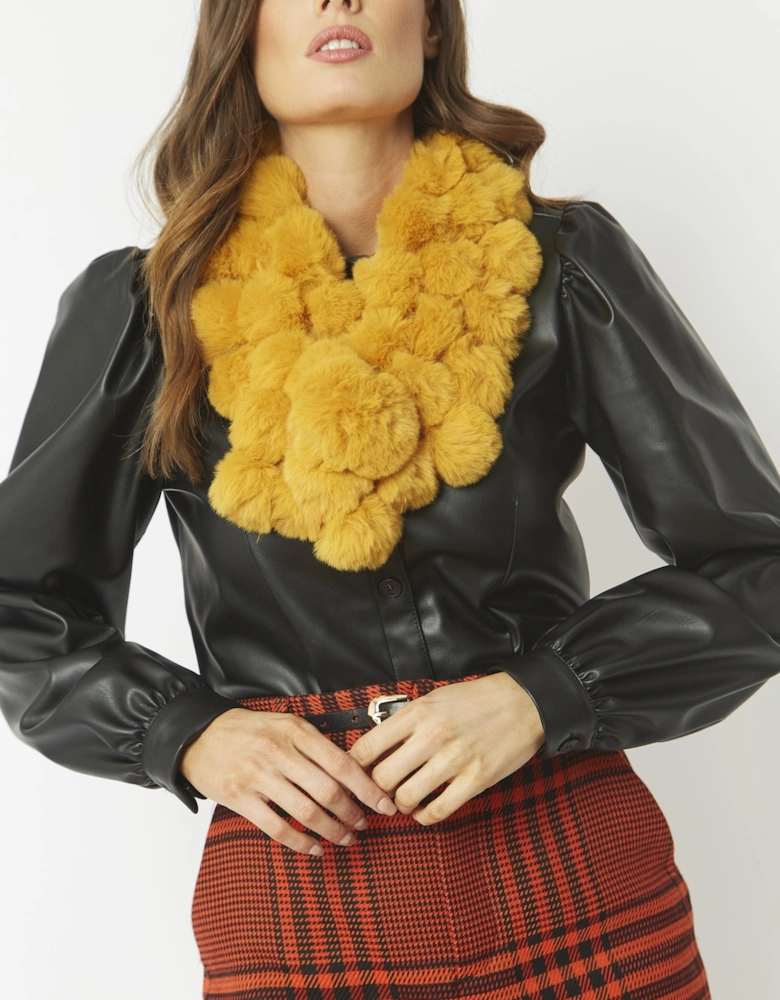 Yellow Faux Fur Pat Scarf