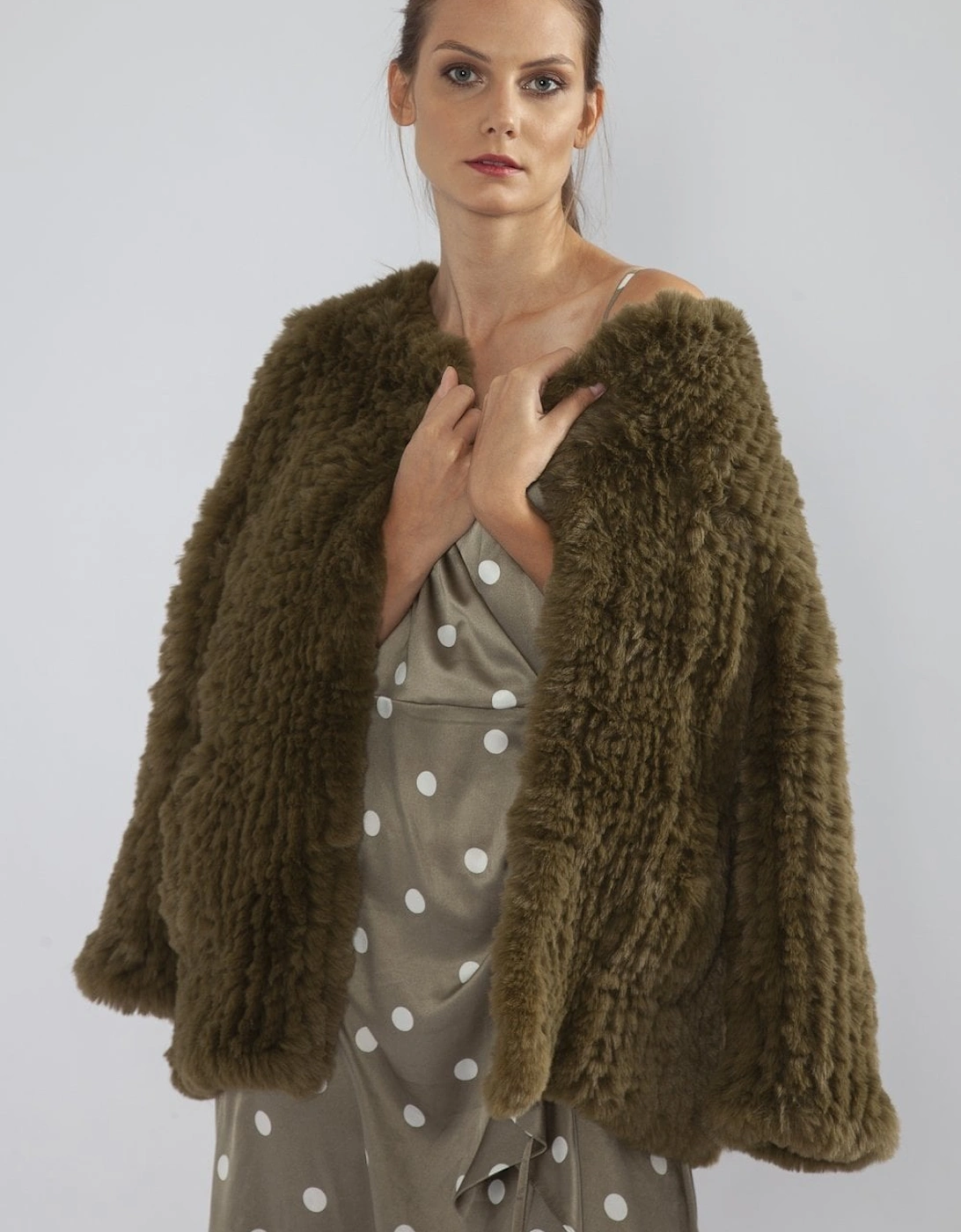 Green Hand Knitted Faux Fur Coat, 6 of 5