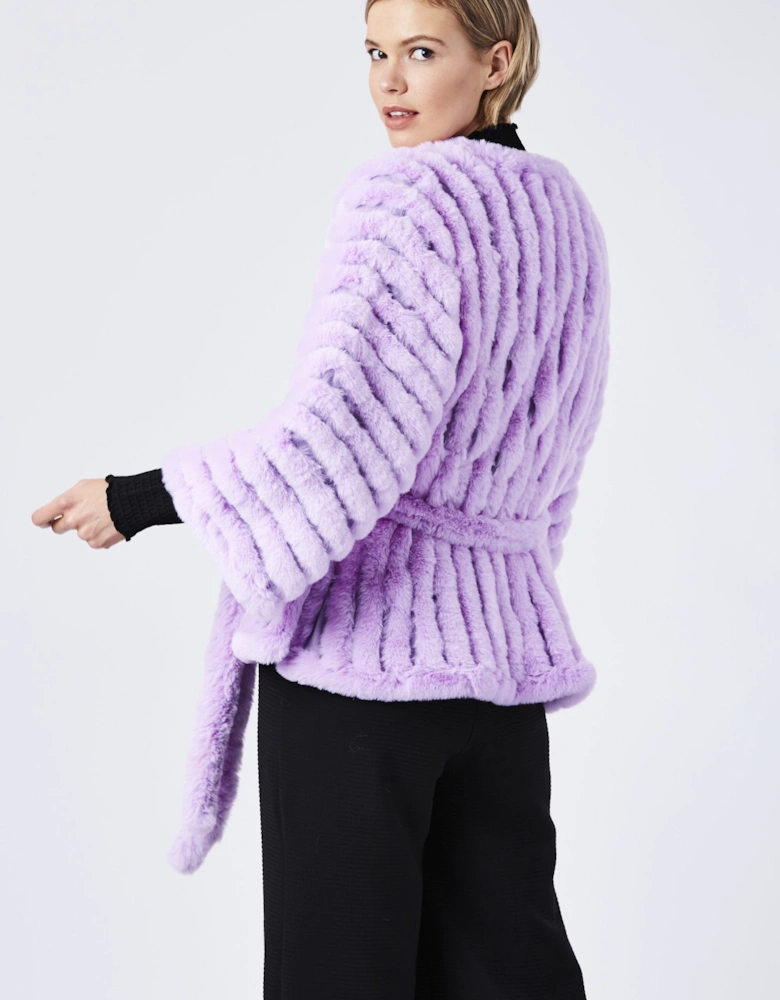 Purple Faux Fur Kimono Jacket