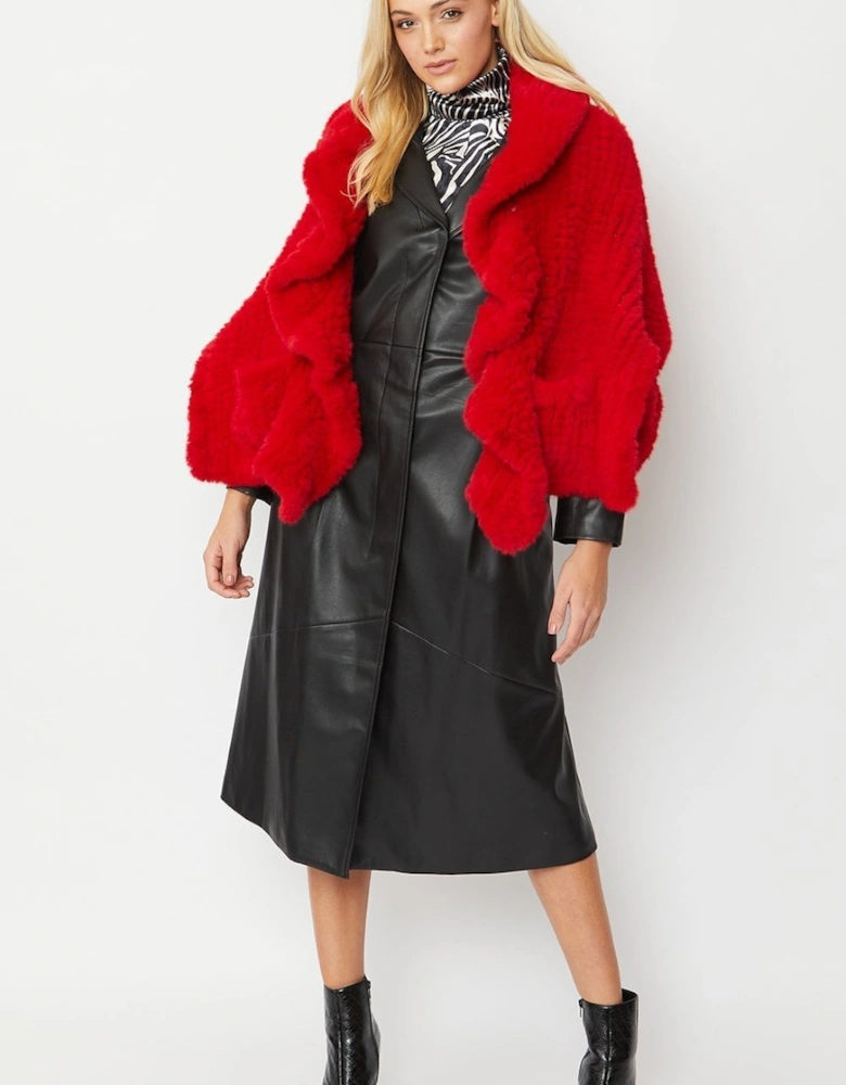 Red Faux Fur Cape Wrap