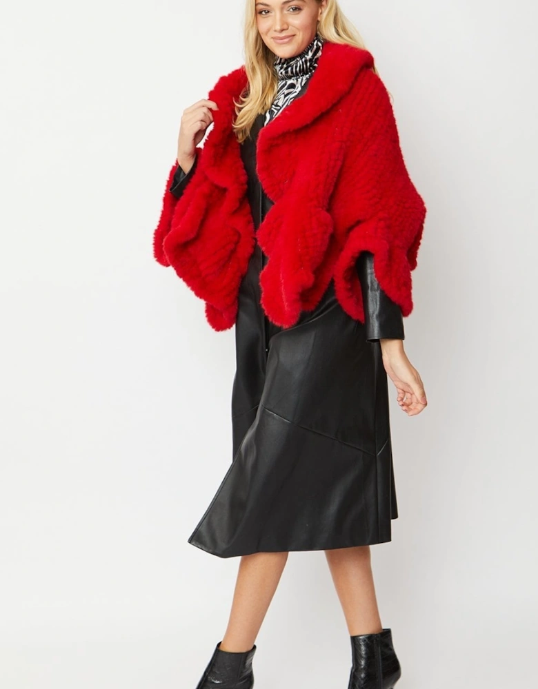 Red Faux Fur Cape Wrap