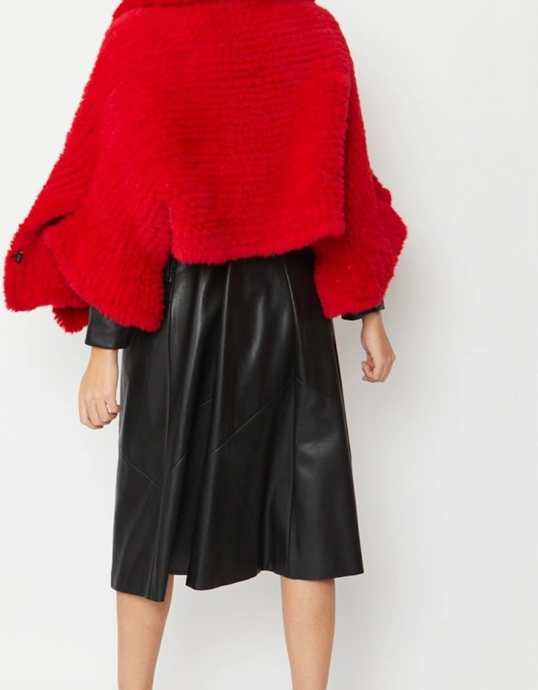 Red Faux Fur Cape Wrap