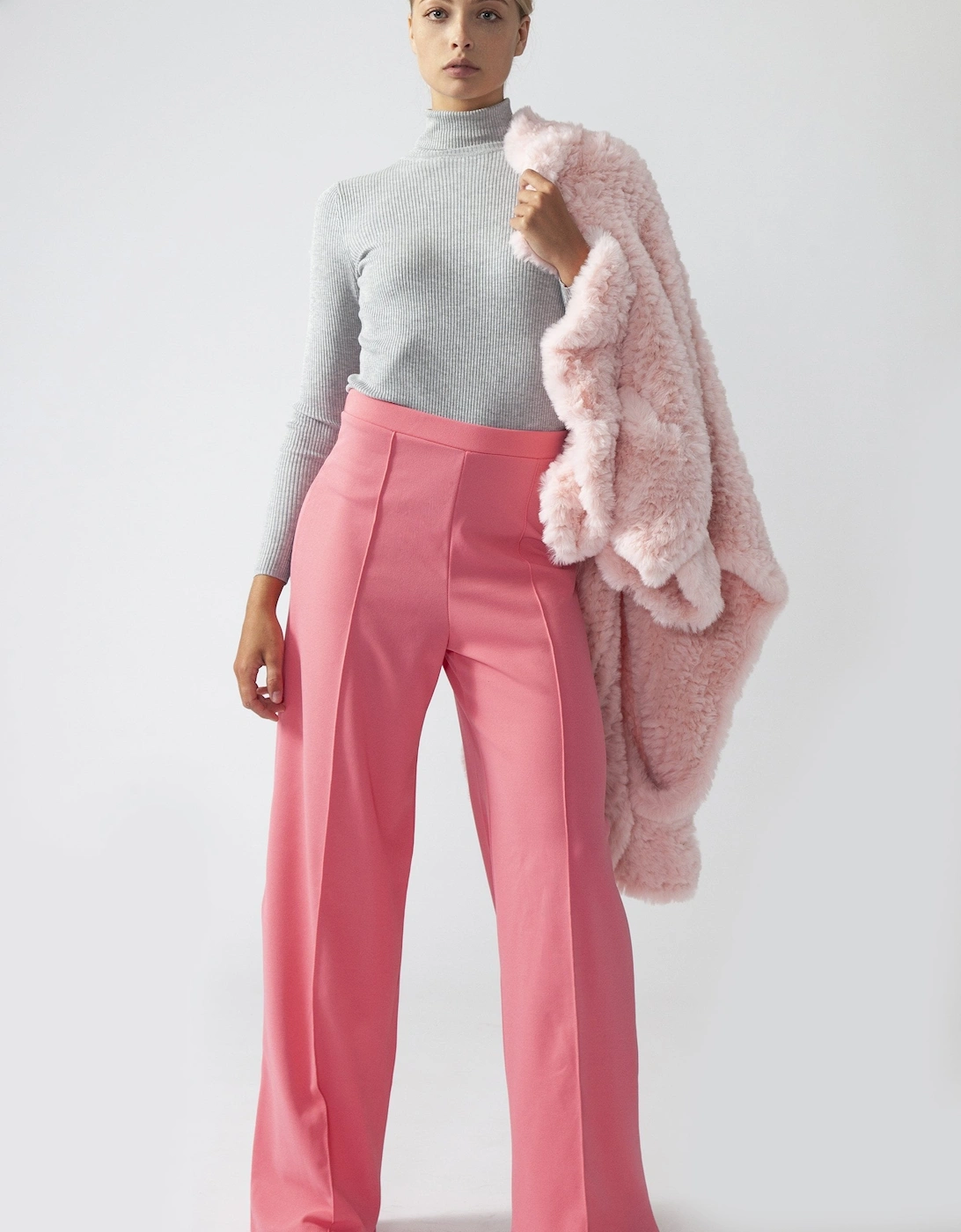 Pink Faux Fur Cape Wrap