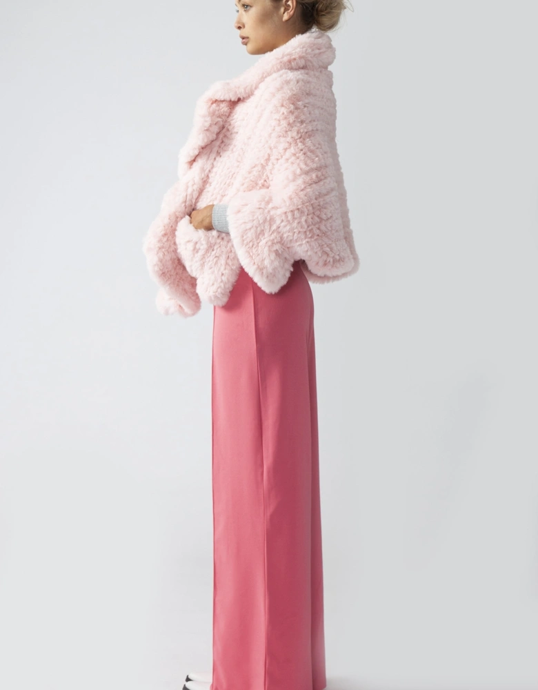 Pink Faux Fur Cape Wrap