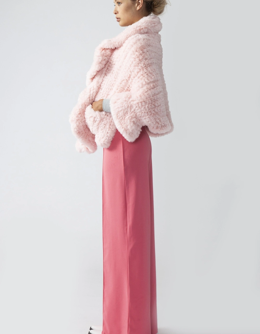 Pink Faux Fur Cape Wrap, 4 of 3