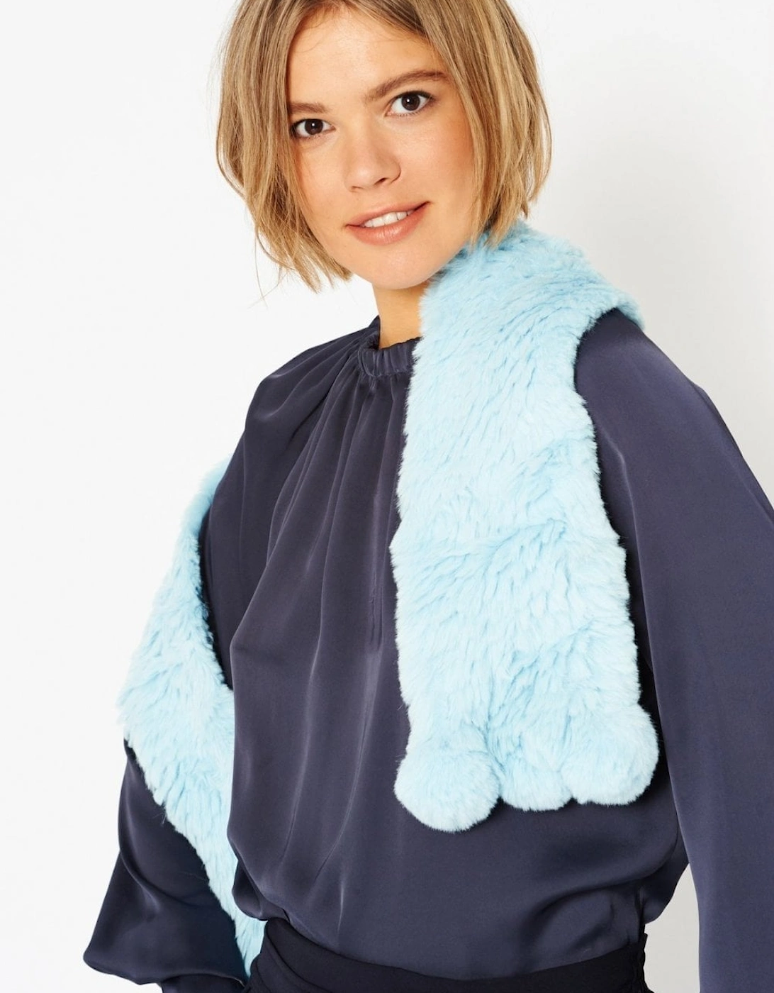 Blue Hand Knitted Faux Fur Scarf, 4 of 3