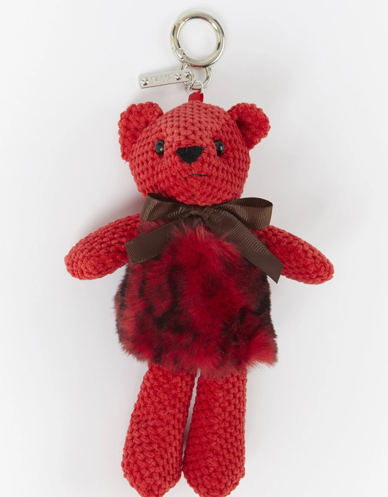 Red Faux Fur Leopard Print Teddy Bear