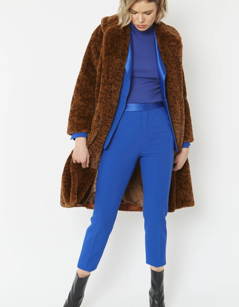 Chocolate Faux Fur Midi Shaved Shearling Coat