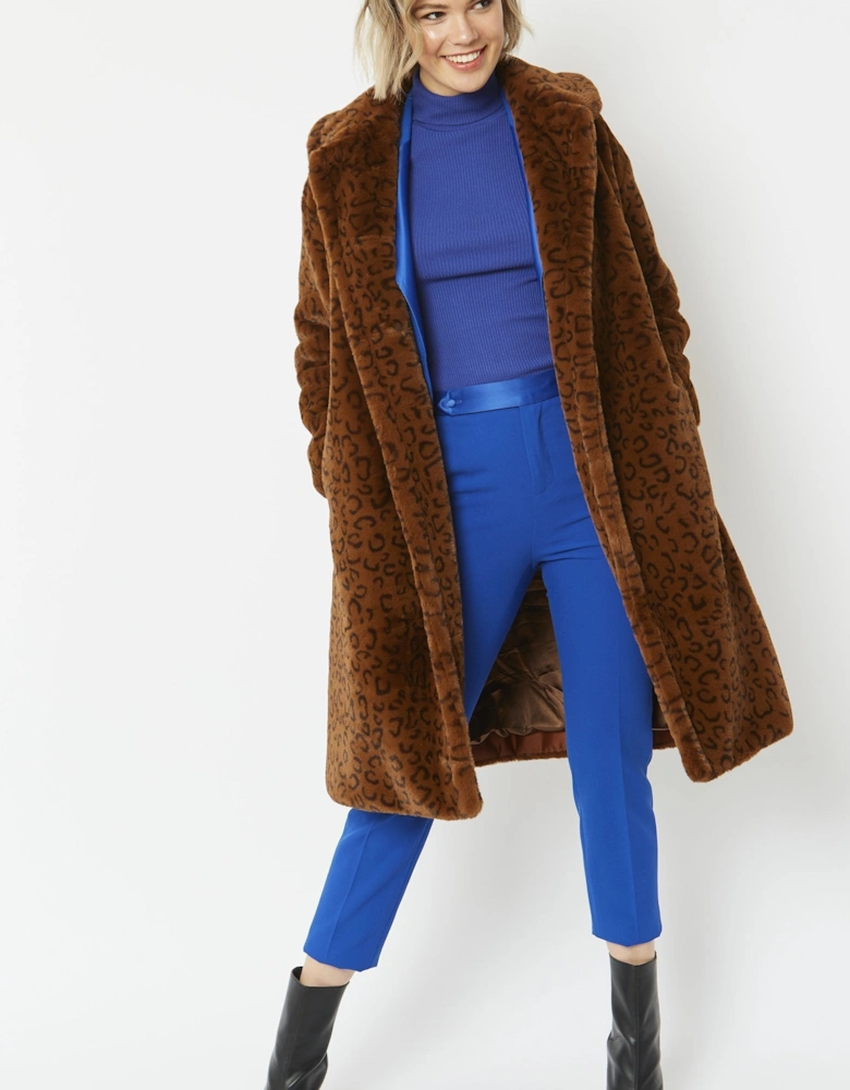 Chocolate Faux Fur Midi Shaved Shearling Coat