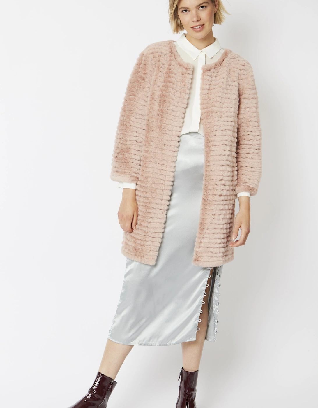 Pink Faux Fur Coat