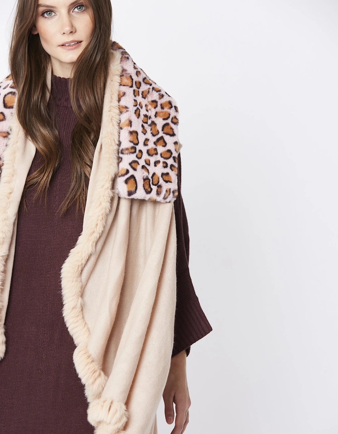 Pink Leopard Print Faux Fur Scarf, 6 of 5