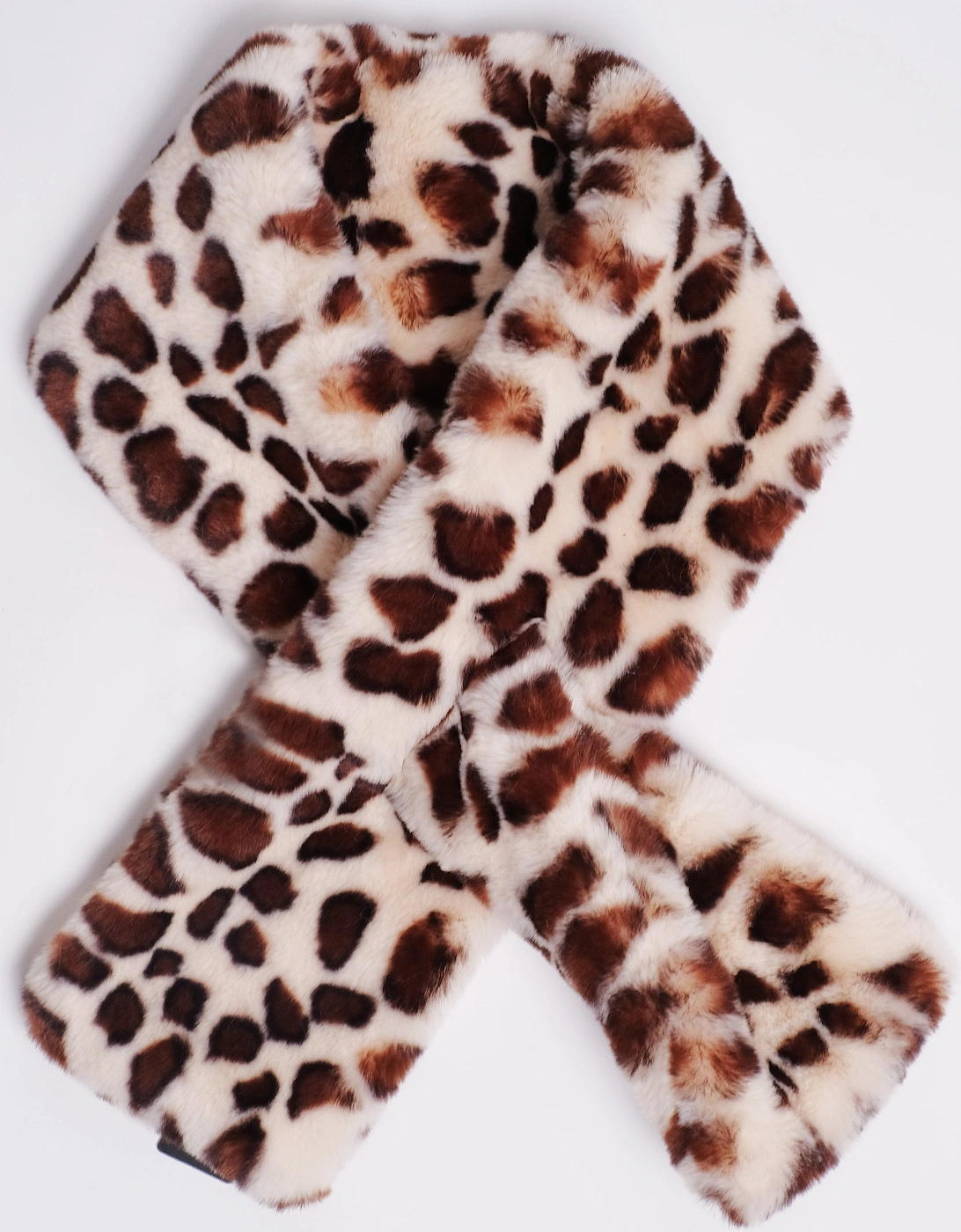 Cream Leopard Print Faux Fur Scarf, 4 of 3