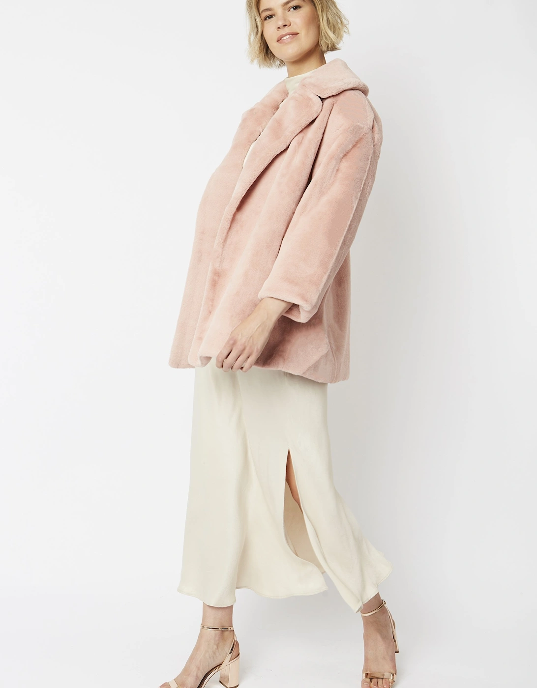 Pink Faux Fur Midi Coat, 4 of 3