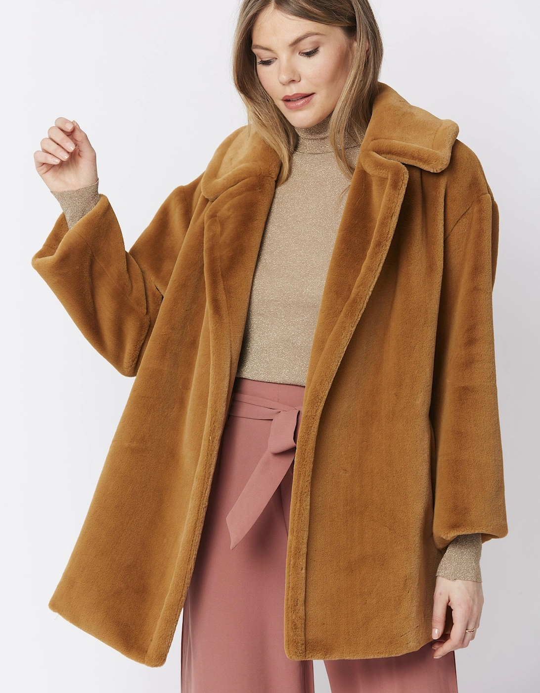 Mocha Faux Fur Midi Coat, 11 of 10