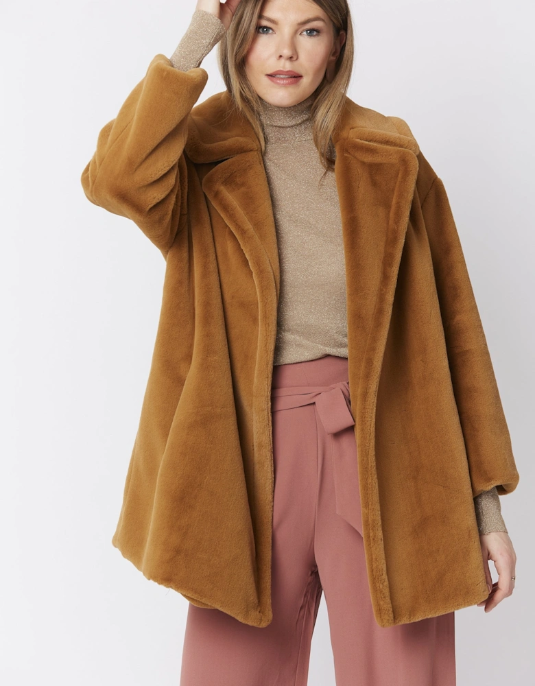 Mocha Faux Fur Midi Coat