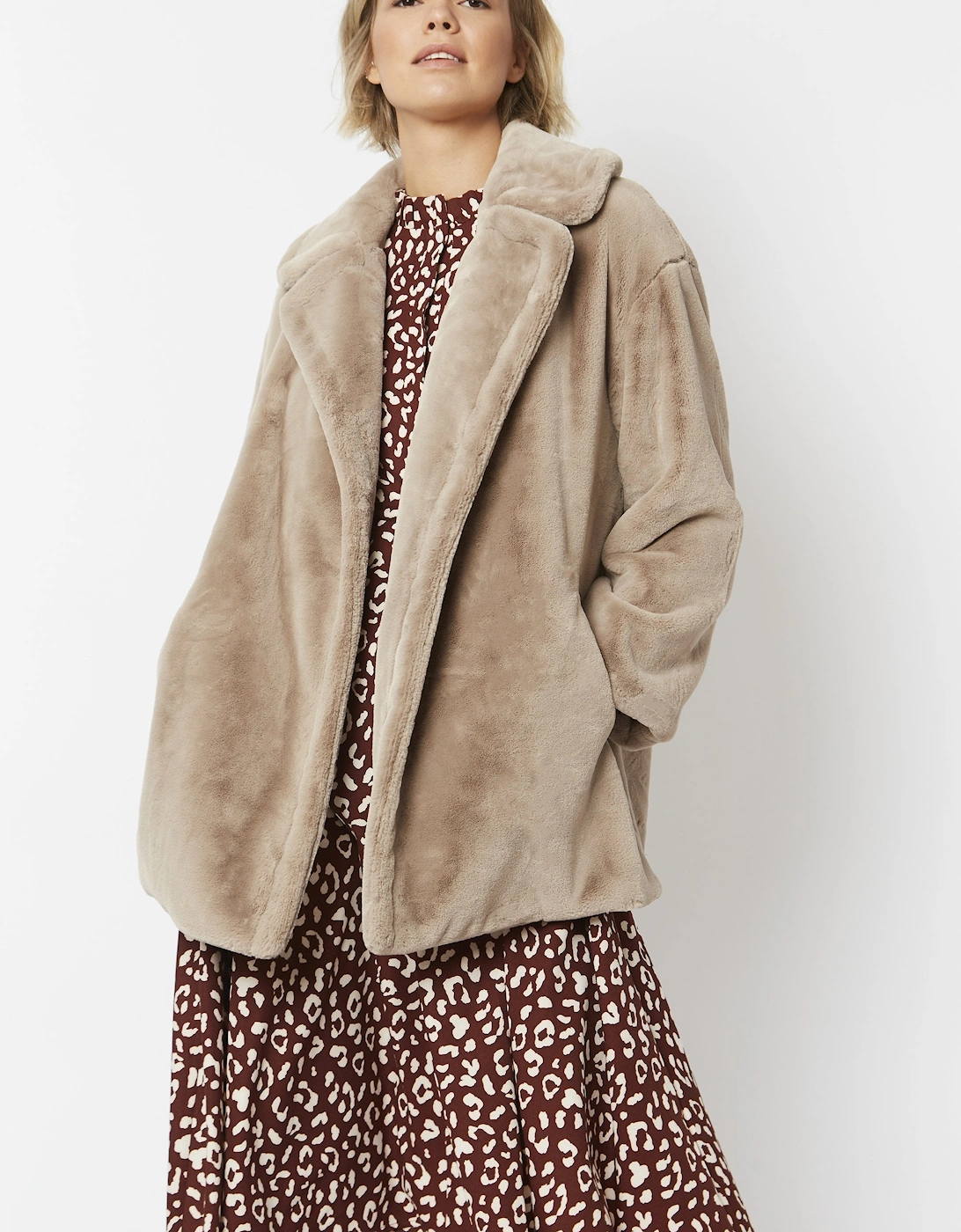 Mocha Faux Fur Midi Coat, 9 of 8