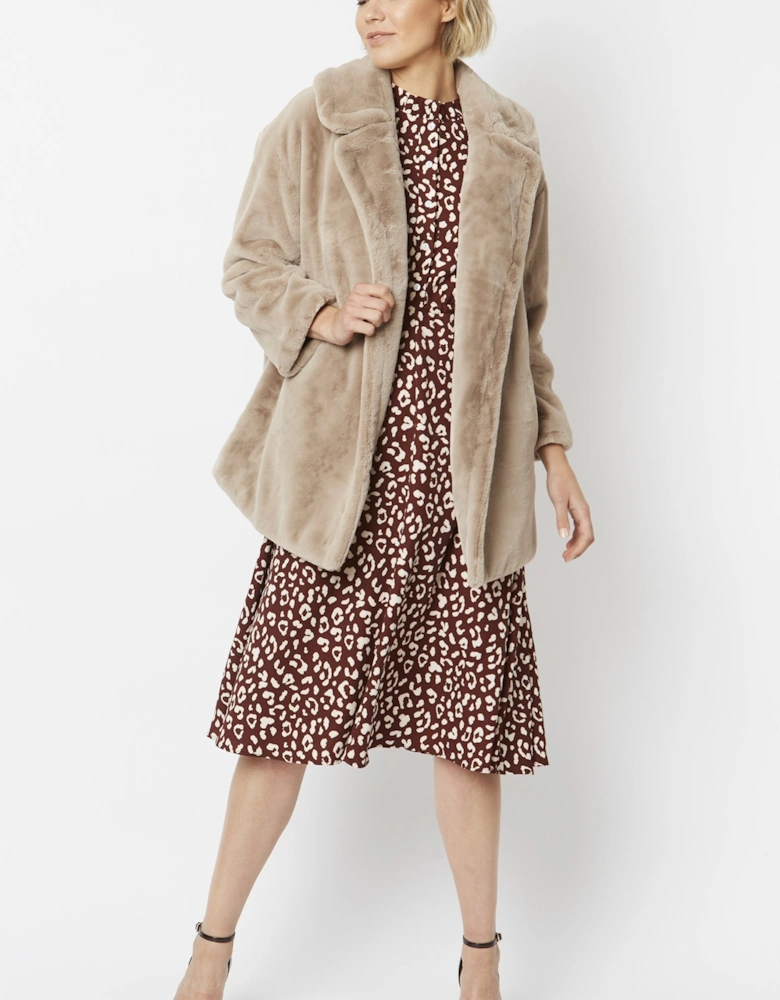 Mocha Faux Fur Midi Coat