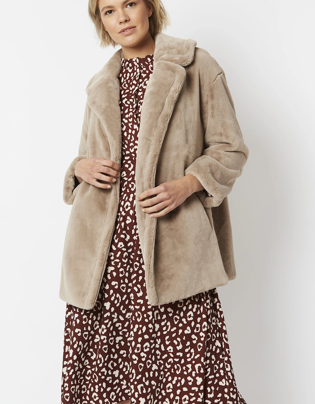 Mocha Faux Fur Midi Coat