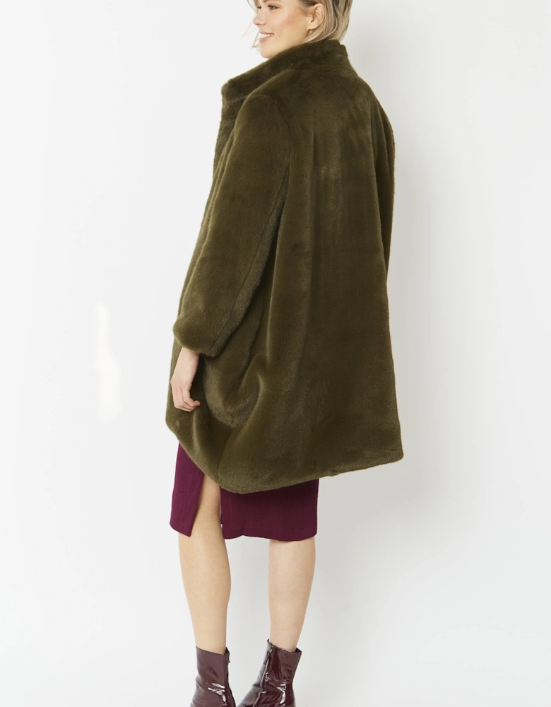 Khaki Oversized Faux Fur Coat