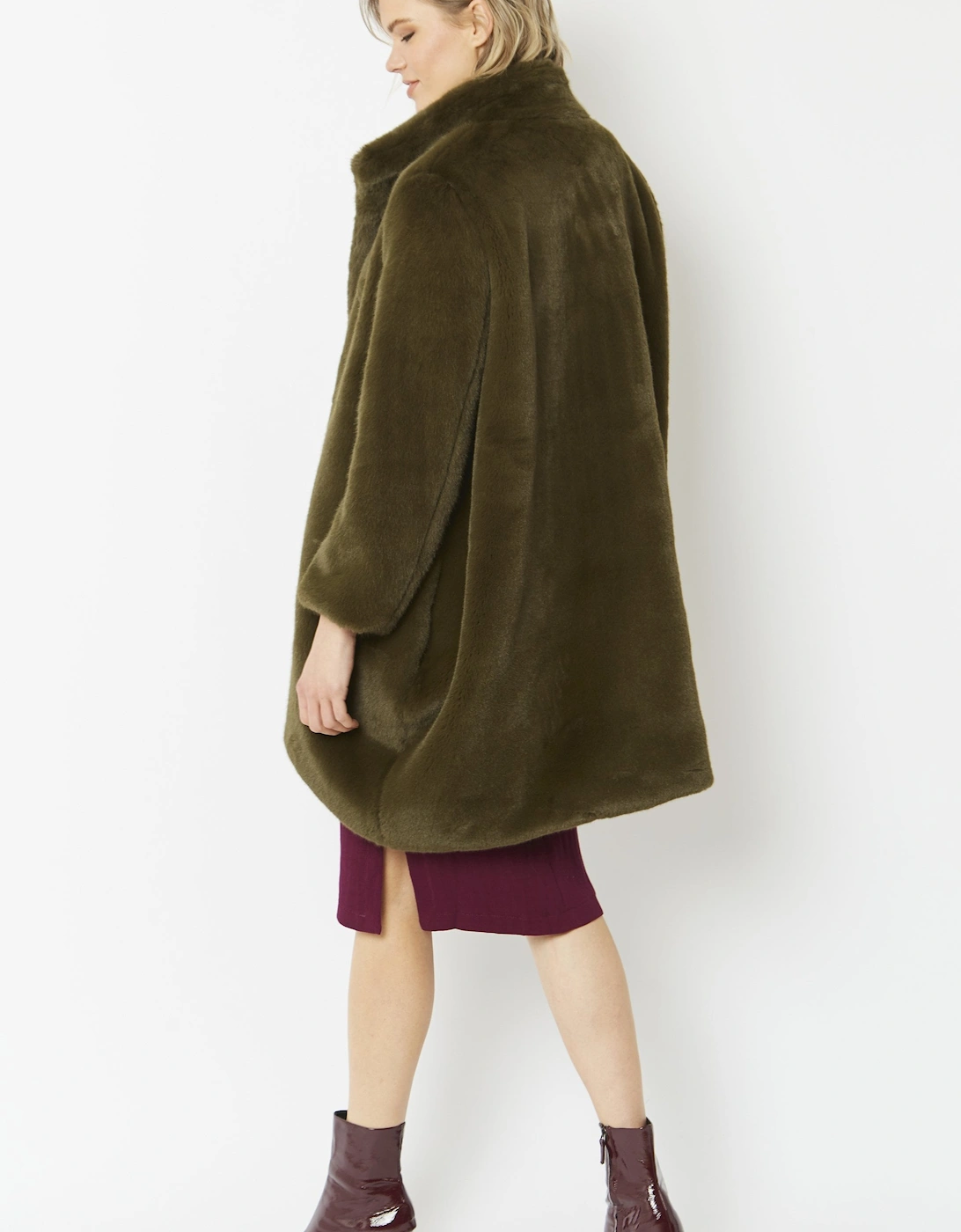 Khaki Oversized Faux Fur Coat
