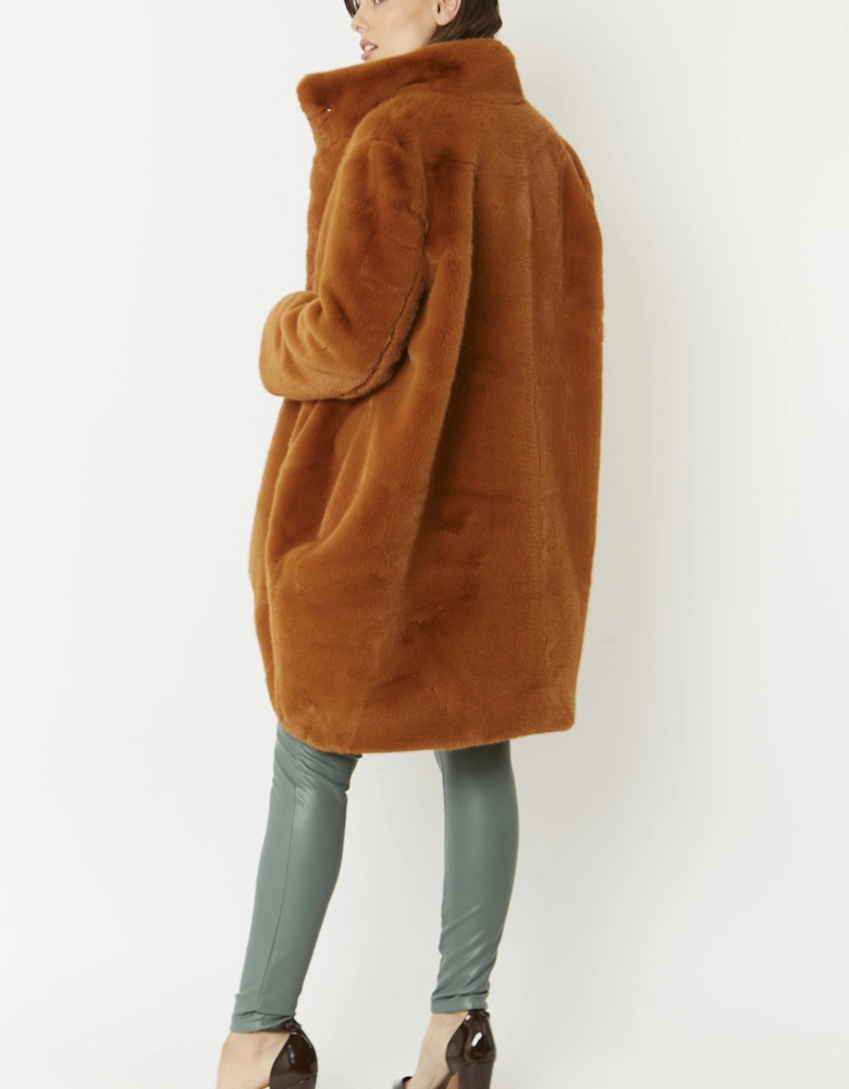 Brown Oversized Faux Fur Coat