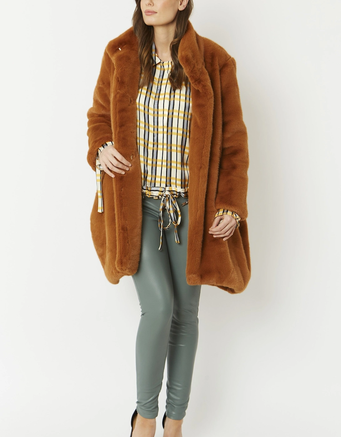Brown Oversized Faux Fur Coat