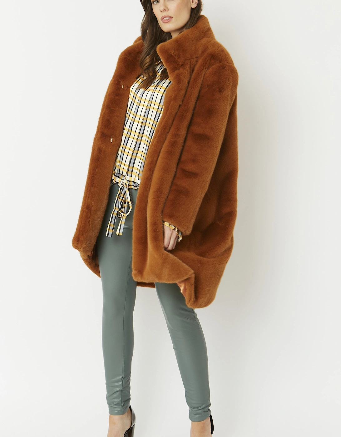 Brown Oversized Faux Fur Coat