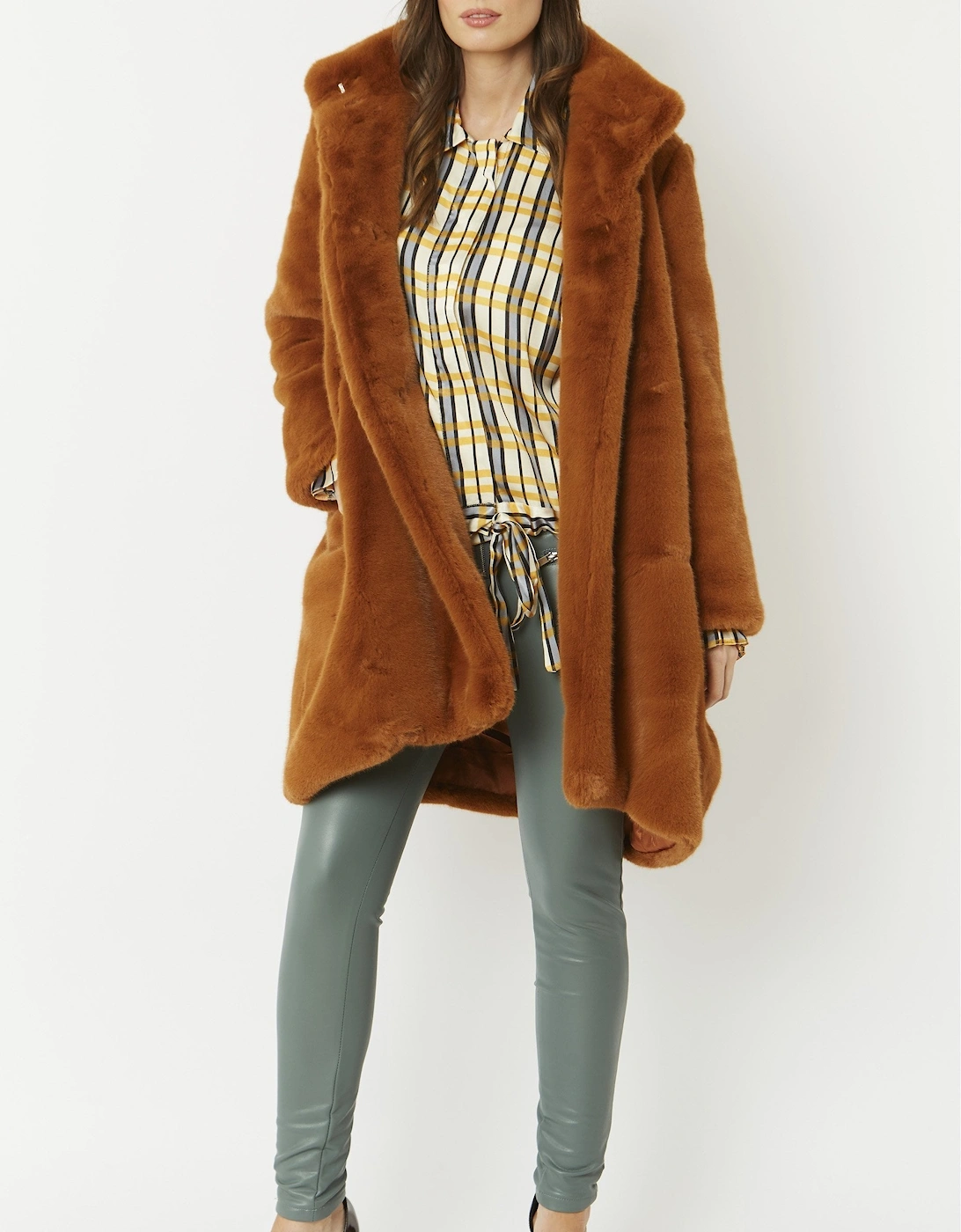 Brown Oversized Faux Fur Coat, 7 of 6