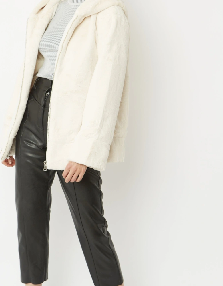 Cream Oversized Faux Fur Jacket