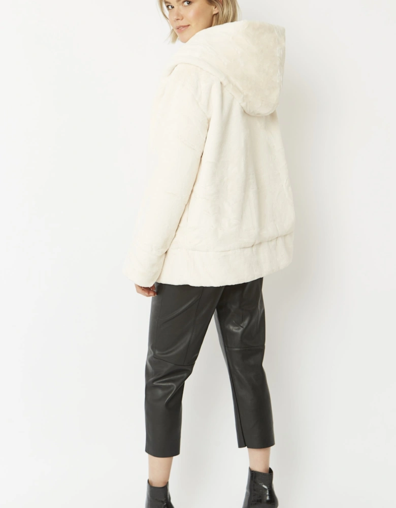 Cream Oversized Faux Fur Jacket