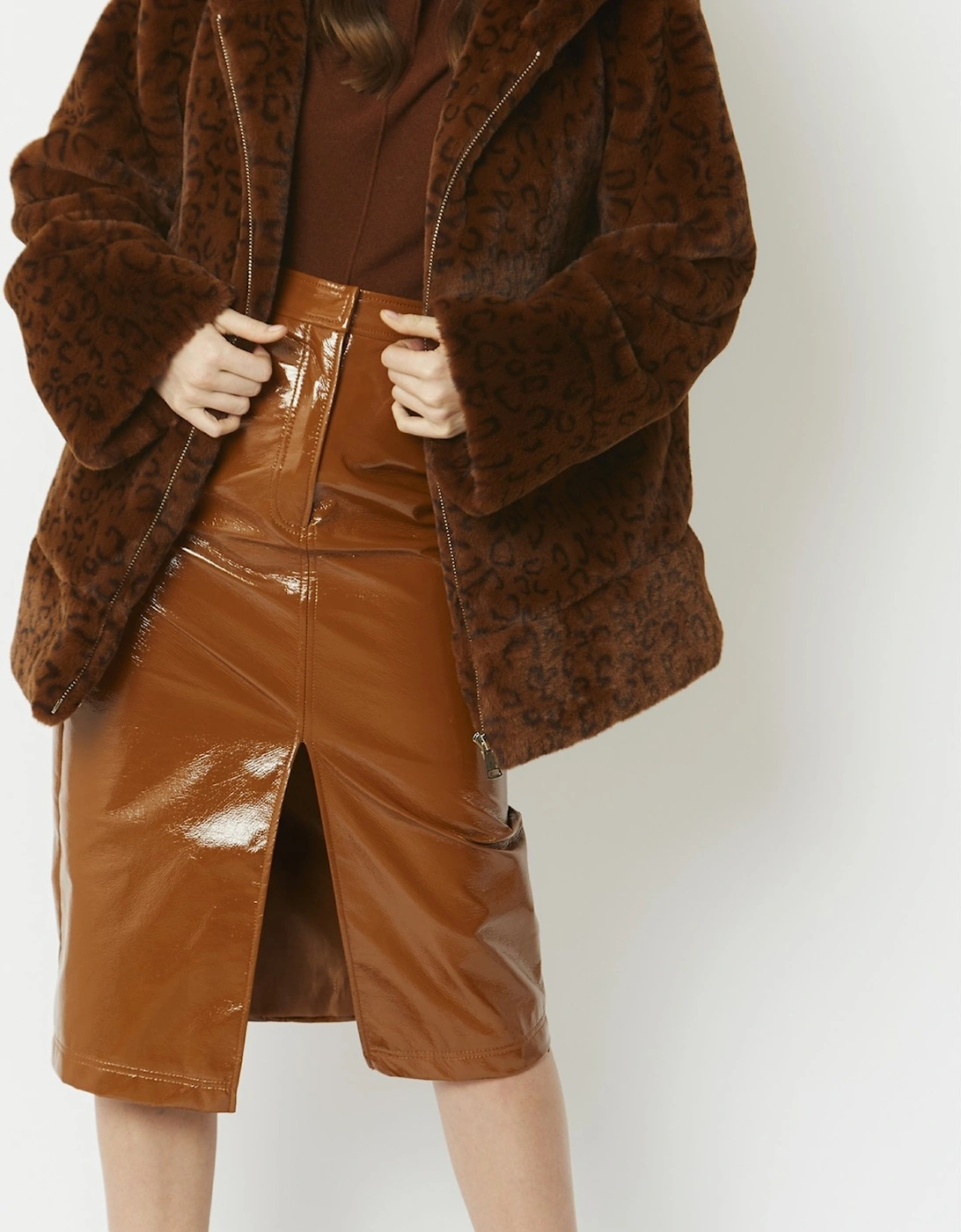 Brown Oversized Faux Fur Jacket