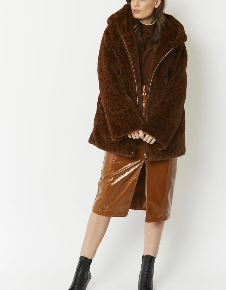 Brown Oversized Faux Fur Jacket