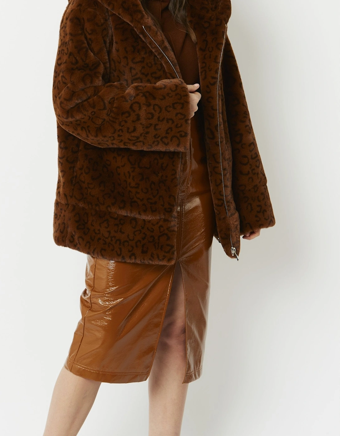Brown Oversized Faux Fur Jacket