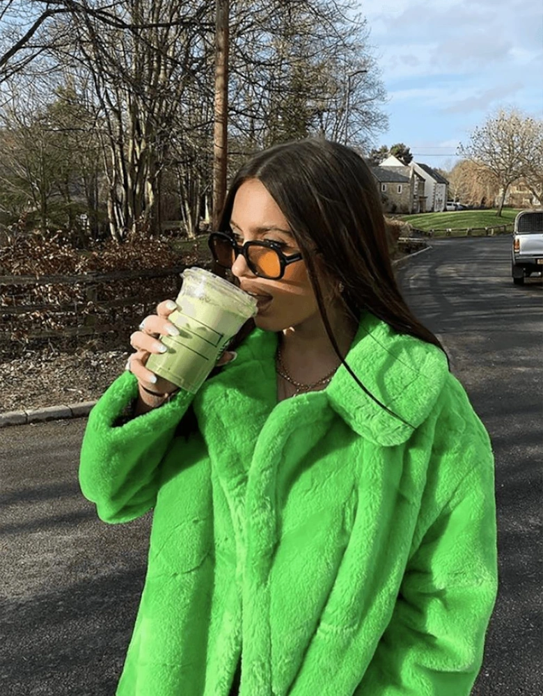 Green Faux Fur Maxi Coat