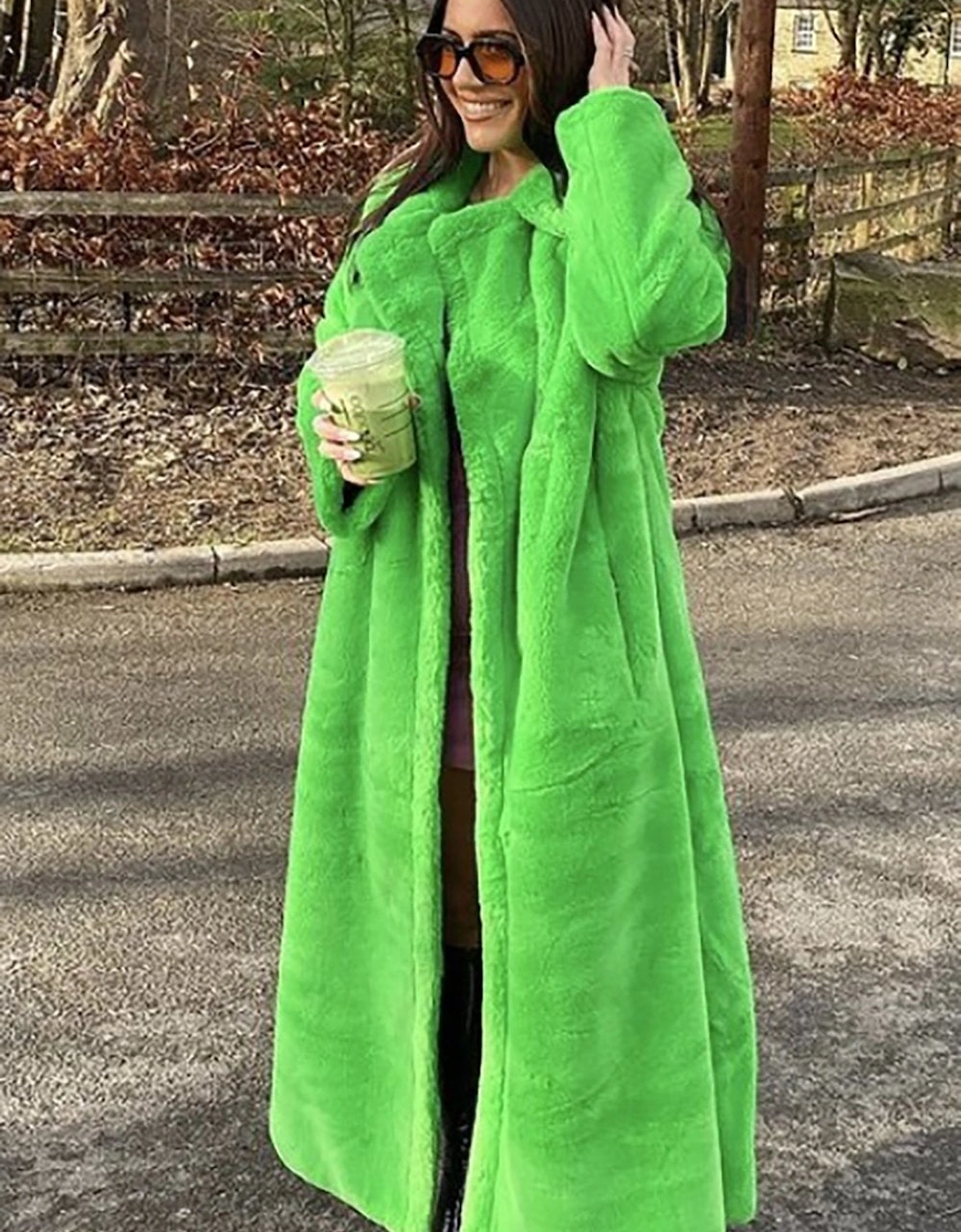 Green Faux Fur Maxi Coat