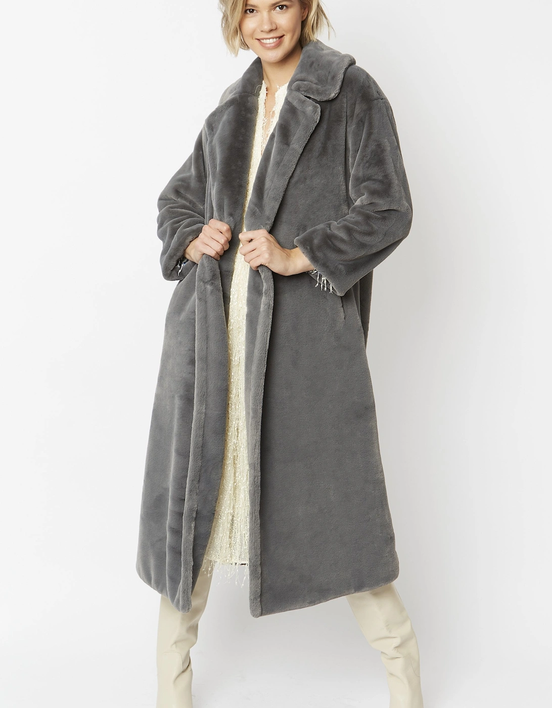 Grey Faux Fur Maxi Coat, 13 of 12