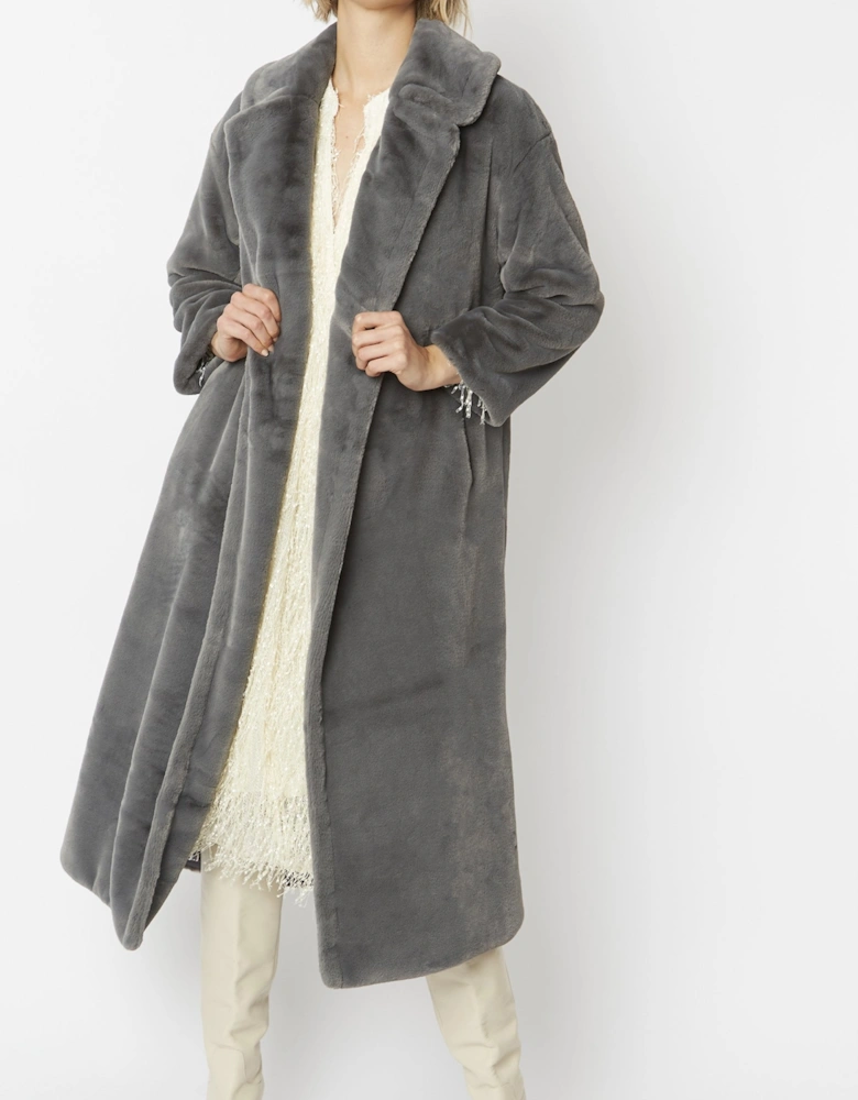 Grey Faux Fur Maxi Coat