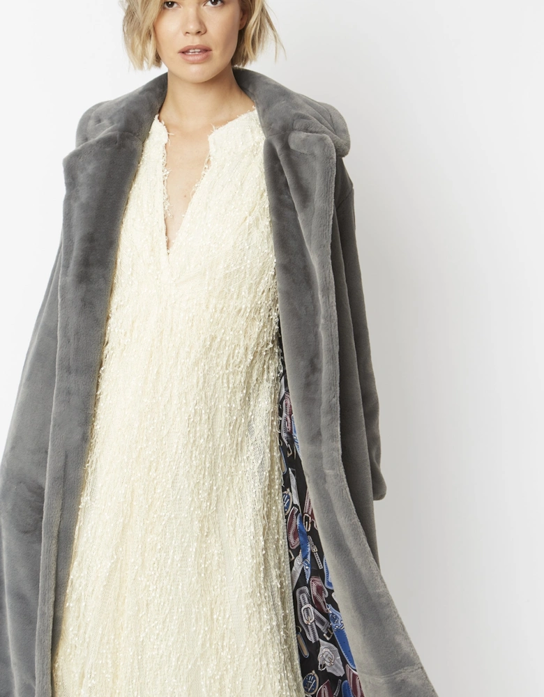 Grey Faux Fur Maxi Coat