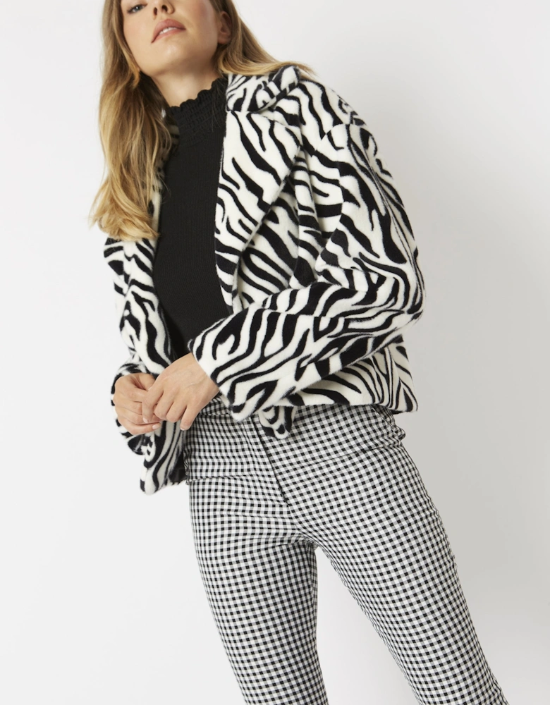 Animal Print Faux Fur Jacket in Zebra Print