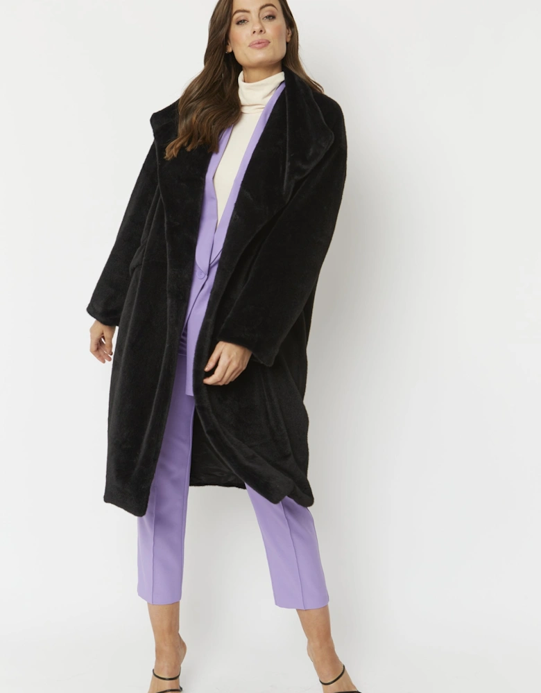 Black Faux Fur Oversized Coat
