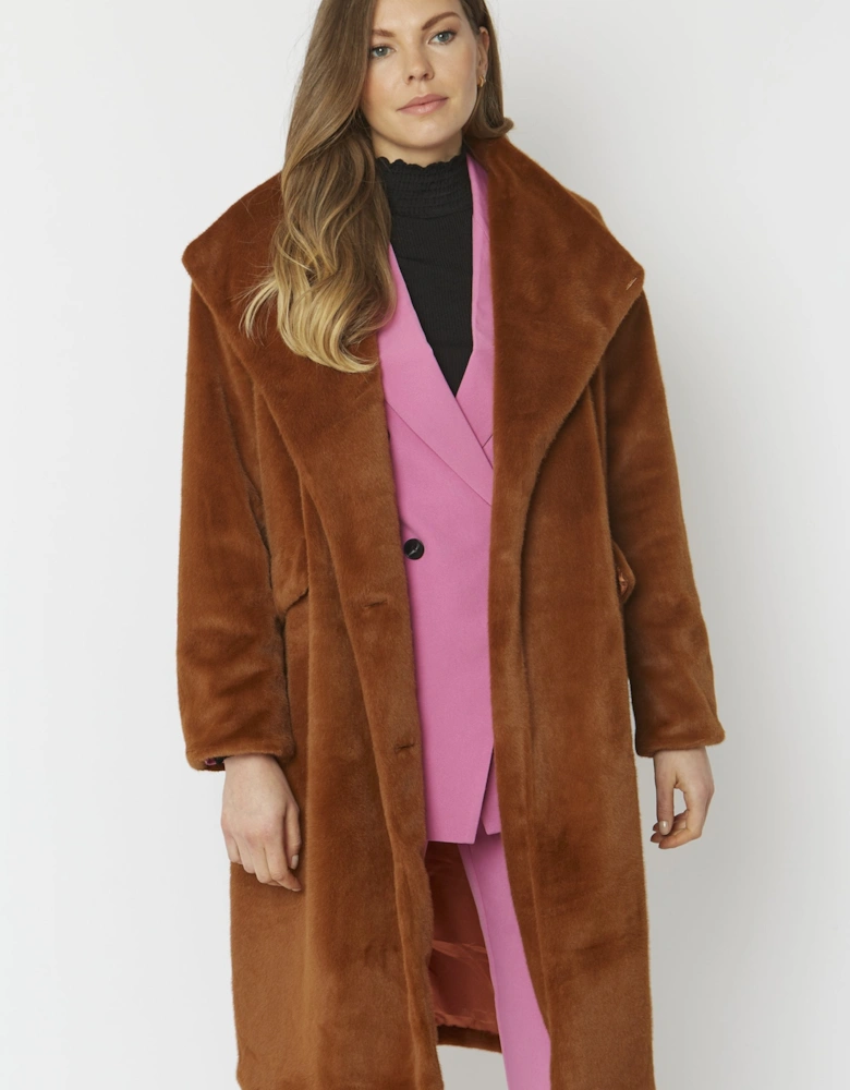 Chocolate Faux Fur Oversized Coat