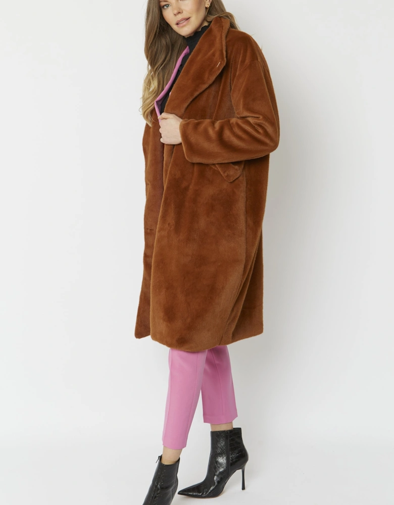 Chocolate Faux Fur Oversized Coat