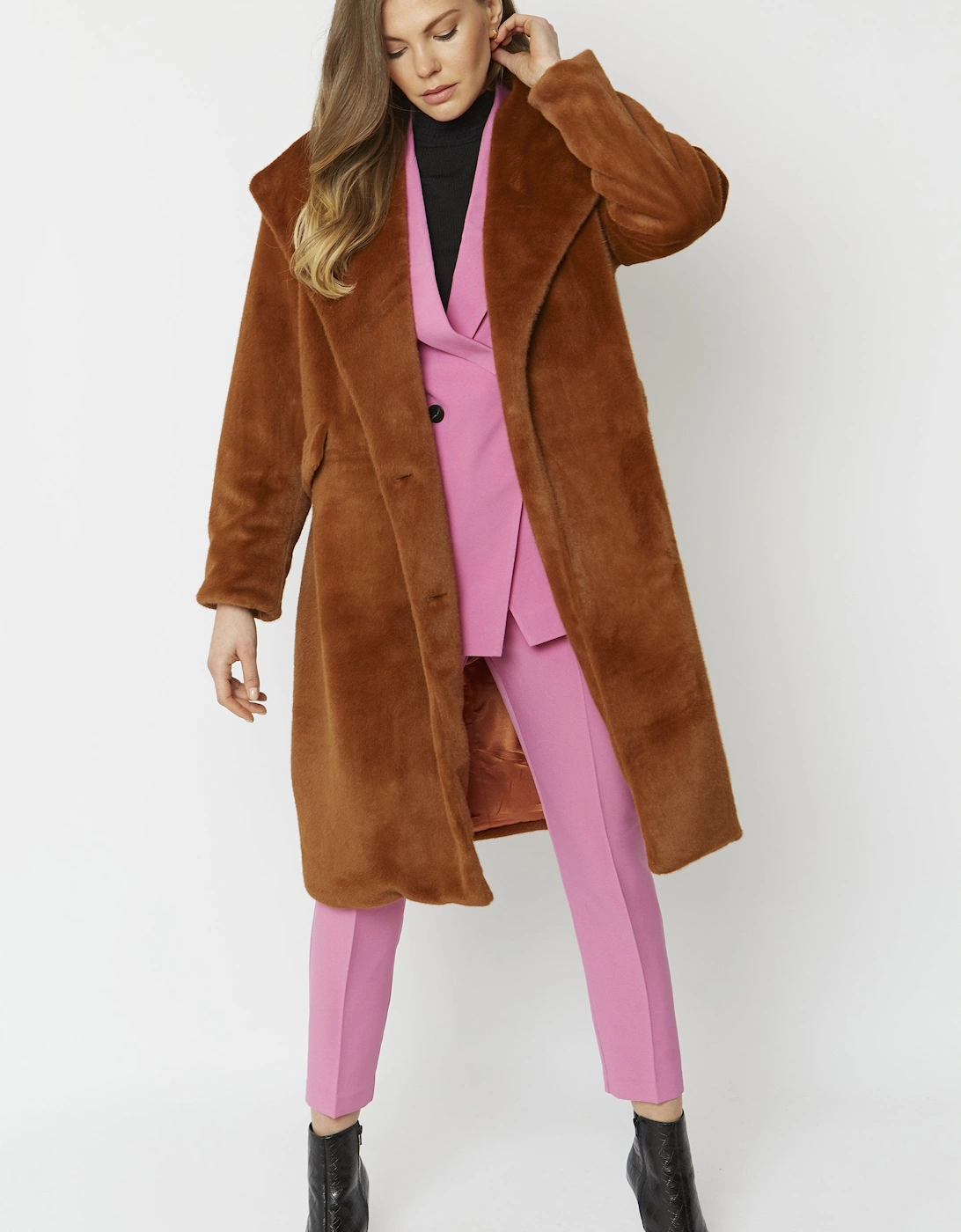 Chocolate Faux Fur Oversized Coat