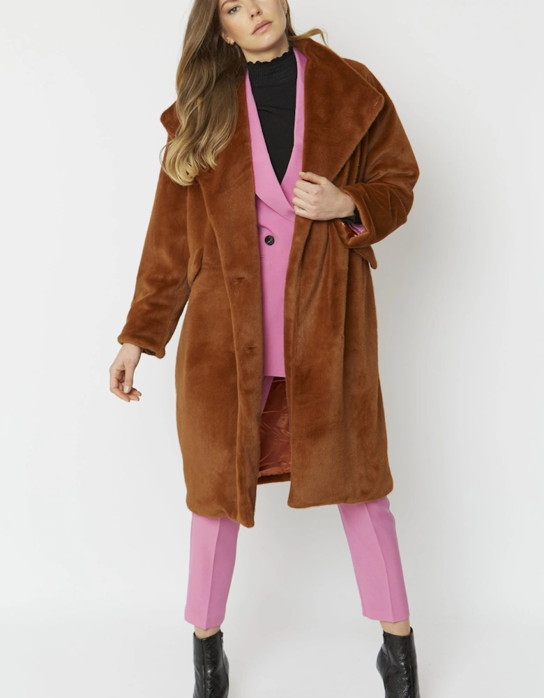 Chocolate Faux Fur Oversized Coat