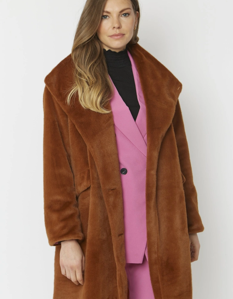 Chocolate Faux Fur Oversized Coat